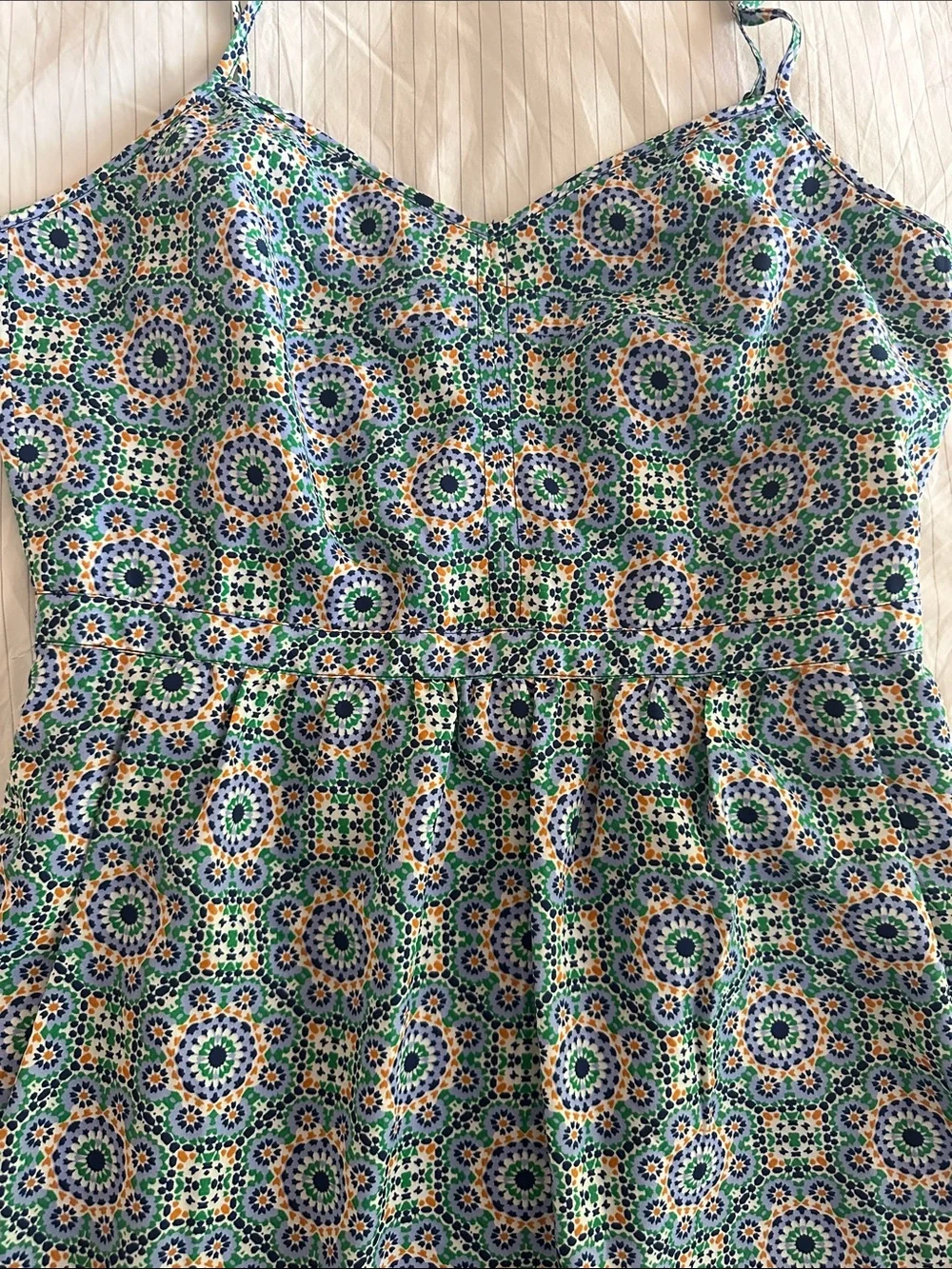 J. Crew - Spaghetti Strap Printed Blue Mosaic Sundress - 2